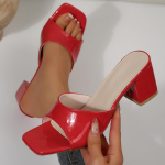 Naiste Keskmise Kontsaga Sussid Suvised Moodsad Ruudukujulise Varbaga Sandaalid Disaineri Avatud Varbaga Kingad Naiste Retro Luksuslikud Pumbad Zapatos De Mujer 36 punane