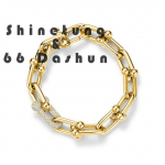 Shinetung Trend Kett K&auml;epael Teemantiga Meestele Ja Naistele Luksuslik Ehtekinkekingitus Logo T Kett K&otilde;rge Kvaliteet Luksuslik Kett 17cm kuld