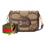 Gucci Horsebit 1955 Super Double G Logo Triibuline Webbing L&otilde;uend Nahast Sadulakott Unisex &Otilde;lakott Beež 658574-UKMDG-2570 Basic Set (Bag+Dust Bag)