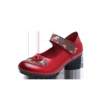 Johnature Retro Pumps naiste kingad 2021. aasta ehtsast nahast uued konksu ja aasaga k&auml;sitsi valmistatud naiste kingad 35 punane