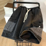L&uuml;hikesed P&uuml;ksid Naistele Suvi Puuvill Vintage Laisad Suur Suurus Vabaaja Laiad P&uuml;ksid L&uuml;hikesed XL must