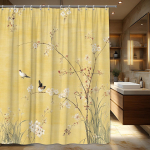 1 tk Jaapani Ukiyo-e Linnud ja &Otilde;ied Du&scaron;ikardin - Eeterlik Rahulik Maaliline Vaade V&auml;ikeste Lindude ja &Otilde;itsevate Oksadega, Pol&uuml; 180x180cm beige