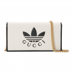 Gucci X Adidas Trefoil Logo Nahast Kettrahakott Valge Must Kuldne Riistvara Crossbody Sidur Naistele Igap&auml;evaseks S&otilde;iduks 621892-UZ3BG-8847 Gift Set(Basic Set+Box+Shopping Bag)