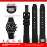 Kvaliteetne fluorokaut&scaron;ukist rihm IWC Pilot Mark 18 Spitfire Fighter Portugal k&auml;ekella jaoks pehme FKM kumm 20mm 21mm meeste k&auml;ev&otilde;ru 21mm width black