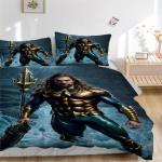 3 tk Aquaman, Kolmhamba Kate Komplekt, Voodipesukomplekt, Pehme Mugav Tekikott, Magamistoa, K&uuml;lalistetoa jaoks (1* Tekikott + 2* Padjap&uuml;&uuml;ri, Ilma 135x200cm