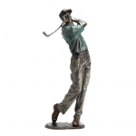 Golferi kuju kuju dekoratsioon vintage golferi skulptuur golfiklubiga kiikuv koduriiulile kontorisse elutuppa helehall v&auml;rv