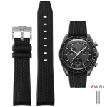 Silikoonrihm Swatch X Omega Moonswatchile Roostevabast terasest pandlaga 20mm Kaardus ots Pehme Veekindel Asenduswatchi rihm Naistele Meestele 20mm must