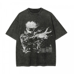 Satoru Gojo J&otilde;ud T-s&auml;rk Jujutsu Kaisen T-s&auml;rk Vintage Pesitud &Uuml;lem&otilde;&otilde;duline Retro Anime Harajuku Streetwear Pritsmed Manga Meeste Topid M