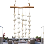 Ujuv Puidust Kest Seinakunst Dekoratsioon Boho Looduslik Dekoratiivne Tuulekell Merikarbi Seinakate Elutoa Magamistoa jaoks China Mainland white
