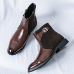 Talvine mood Meeste Teravlapiline Patchwork Pandlaga Lakknahast Pahkluusaapad Meeste Vabaaja K&otilde;rge Platvormiga Jalatsid Zapatos Hombre 38