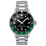 TISSOT Starfish 1000 Seeria Kvartsmehhanismiga 300 Meetrit Veekindel Meeste K&auml;ekell Kell 40mm Must sihver Roostevabast terasest korpus Terasest rihm T1208521105100 must