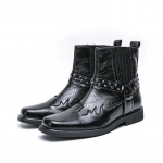 Kvaliteetsed nahast saapad mehele Disainer Nikeldatud Krokodillikujulised K&otilde;rge s&auml;&auml;rega Cowboy saapad Klassikalised Retro Meeste Chelsea saapad Botas Hombre 38