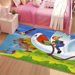 Nils Holgerssoni multikakujutisega tr&uuml;kitud vaip libisemiskindel pehme p&otilde;randamatt laste magamistuppa elutuppa kodu kaunistamiseks kingitus 230x160cm( 90x62in )