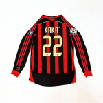 Retro s&auml;rk 0607AC Milan v&otilde;&otilde;rsil koduv&auml;ljak Nr. 22 Kaka pikkade l&uuml;hikeste varrukatega Meistrite liiga finaali hingav jalgpallis&auml;rk S red