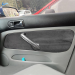 VW Golf 4 MK4 Bora Jetta 1998 1999 2000 2001 - 2005 LHD 4tk Siseukse k&auml;etoe paneeli katte liist Suede nahk must joon