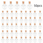 50/100 tk Mini S&uuml;damekujulised Klaaspudelid Korgiga 2ml Ovaalsed L&auml;bipaistvad S&uuml;damekujulised Proovide Hoidjad Kodu Kaunistus