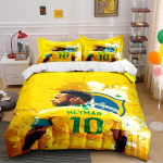 Kollane Neymar Jalgpalli Voodipesu Komplekt Voodipesu Tekikoti Komplekt Tekikott Padjap&uuml;&uuml;rid Kodu Kaunistus (1 * Tekikott 2 * Padjap&uuml;&uuml;ri, ilma tekita) 135x200cm