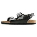 Birkenstock Milano Nahast Pehmed Mugavad Paksude Taldadega Pandlaga Rannasandaalid Meeste sandaalid Must 0034191 43
