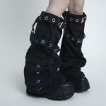 Y2K Streetwear Must S&auml;&auml;resoojendaja Naistele P&otilde;lveni Ulatuvad &Uuml;le P&otilde;lve Sukap&uuml;kste Stiilis P&uuml;ksid Keskmise S&auml;&auml;repikkusega Regenereeritud Tselluloos Heavy-duty high-quality black leg warmers