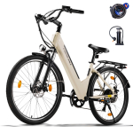 AVDL A32-48V T&auml;iskasvanute Elektrijalgratas 250W Mootor 48V 10.4Ah Aku 26-tolline Linnamaastik T&ouml;&ouml;lk&auml;ija E-jalgratas Maksimaalne koormus 150kg Igap&auml;evaseks linna liikumiseks valge