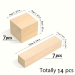 14 tk Lipam&auml;nnist Nikerduskomplekt Esmaklassilised Lipam&auml;nnist Nikerdusplokid Looduslikud Puust Kuubikud DIY K&auml;sit&ouml;&ouml;ks Maalimiseks DIY Projekti ja Kodukaunistuseks beige
