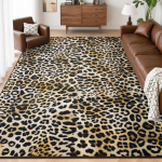 Masinpestav gepardimustriga vaip, libisemiskindel madala karvaga siseruumide p&otilde;randakate looman&auml;oga, vaip magamistuppa, s&ouml;&ouml;gituppa, pesuruumi, k&ouml;&ouml;ki 160x200CM