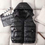 Talvine Meeste Kapuutsiga Hane Udusuledist Vest Varrukateta Udusuledist Jakk Mehelik L&auml;ikiv Vabaaja Udusuledist Mantel Unisex Paar Talvejakk 4X XL must