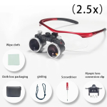 Hambaravi binokulaarne luup 2,5X 3,5X &uuml;likerge optiline luup 320&ndash;420 mm hambakirurgia suurendusklaas 2.5X Red gray
