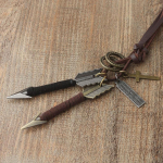 Double Arrow Charm ehtsast nahast kaelakee ringikujuliste ristidega