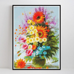 Huacani teemantmaal t&auml;ispuur, nelinurkne lill, teemanttikandid, kivist teemantmosaiik 20*30 cm