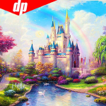 Teemantristpistes Diamond Dream Castle Magamistuba Maastikumaali tikandiga elutuba 30x30