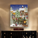 Teemantmaaling Mosaiik j&otilde;ulupuu ja rong Teemantkivist tikand Ristpistes kodukaunistus 20X30CM