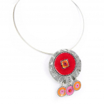 NOA [H2390] - Collier Cr&eacute;ateur 'Milwaukee' rouge orange punane