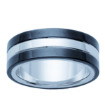 Bague acier 'Peaceful' noir argent&eacute; - 8 mm 56 must