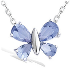 Les Tr&eacute;sors De Lily [K2571] - h&otilde;bedane ripats 'Butterfly' sinine tansaniith&otilde;be (roodiumiga kaetud) - 12x10 mm sinine