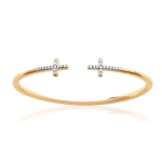 Les Tr&eacute;sors De Lily [M9981] - Bracelet plaqu&eacute; or ouvert 'Croix' blanc dor&eacute; - 12x6 mm kuld