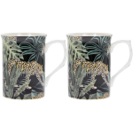 Les Tr&eacute;sors De Lily [R0475] - Karp 2 portselankruusiga 'Jungle Fever' roheline must - 10x7. 5 cm (leopard) roheline