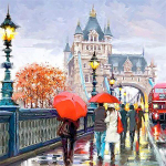 5D teemantmaal London Street DIY Teemanttikandid Maastiku Ristpistes Kodukaunistus 30x30CM punane