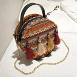 SCIONE kott, naistele 2019, uus universaalne messenger kott Harajuku National Wind Round Bag Chain Girl v&auml;ike &otilde;lakott 18cm*6cm*8cm sinine