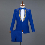 Riie 007 Vintage meeste&uuml;likond, 2tk Moodne ruuduline Slim Fit bleiser + p&uuml;ksid &auml;ri pulmapeo kost&uuml;&uuml;m XXL sinine