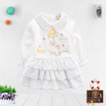 Laste t&uuml;drukute v&auml;ikelaste tikandid pikkade varrukatega pulmapeo printsessikleit Laste plisseeritud seelikuga vabaaja mustriga kleidid 70 valge