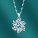 BELLA BOX tsirkoonist lilledega ripats kaelakee mitmev&auml;rviline mood pulmakihlus ehted sinine