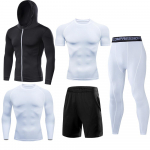 5 tk/komplekt Meeste kompressioonspordi&uuml;likonnad Jooksukomplektid Korvpall Treeningsukkp&uuml;ksid Riided J&otilde;usaal Fitness S&ouml;rkimine Spordidressid L