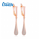 LSOOYH Clip K&otilde;rvar&otilde;ngad Roosa kullav&auml;rvi Moodne k&otilde;rvar&otilde;ngas Naistele Cubic Zirconia Hoop Hoop Long Drop K&otilde;rvar&otilde;ngad Ehted A