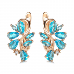 Kinel Blue Stone Crystal Flower inglise k&otilde;rvar&otilde;ngad naistele roosa kuldne v&auml;rv