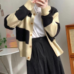 V-kaelusega silmkoeline triibuline naiste kampsun 2022 uus avar sviiter pikkade varrukatega o kaelusega, l&auml;&auml;ne stiilis naiste kardigan One Size roheline