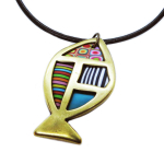 Les Tr&eacute;sors De Lily [R6496] - K&auml;sitsi valmistatud kaelakee 'Columbine & Harlequin' mitmev&auml;rviline kuld - 50x30 mm (kala) mitmev&auml;rviline