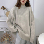 K&otilde;rge kaelusega vabaaja sviiter Naiste Pullover S&uuml;gis- ja Talvine Uus avar, soliidne pikkade varrukatega Slouchy top pikkade varrukatega trikotaaž kampsun One Size hall v&auml;rv