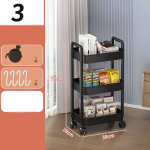 3/4-tasandiline teisaldatav hoiurest, paksemast materjalist veerevad rattad K&ouml;&ouml;k Vannituba Korraldaja Kodumajapidamisrest mobiilne riiul 3 Layer must