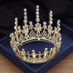 Rhinestone'i kristallist pulmakroon pruudi tiaarad, kuldsed v&auml;rvid Diadem-peakate pruudikroon-juukseehted peaaksessuaarid